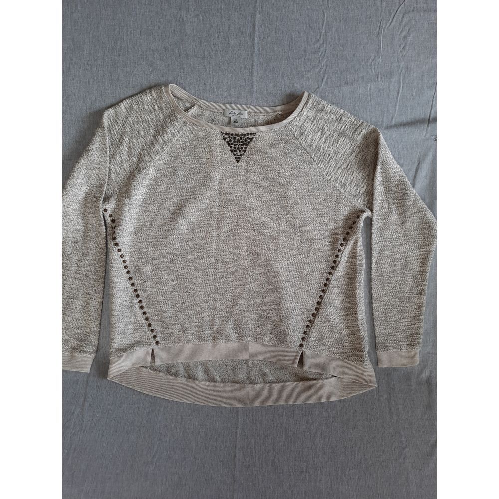 Lucky Lotus California Women XL Knit Relaxed Fit Beaded Stretch Pullover Sweater
